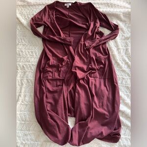 LuLaRoe Women's Long Open-Front Cardigan - Wine
